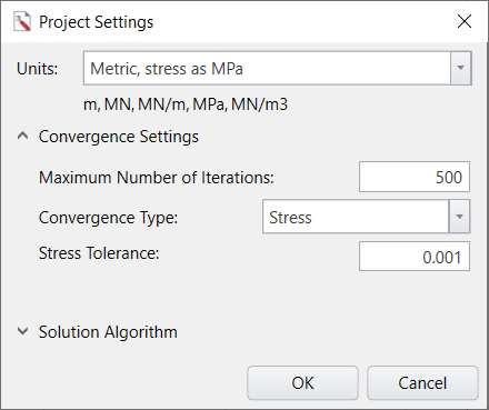 Project Settings - Solution Algorithm