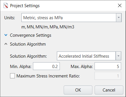 Project Settings - Solution Algorithm