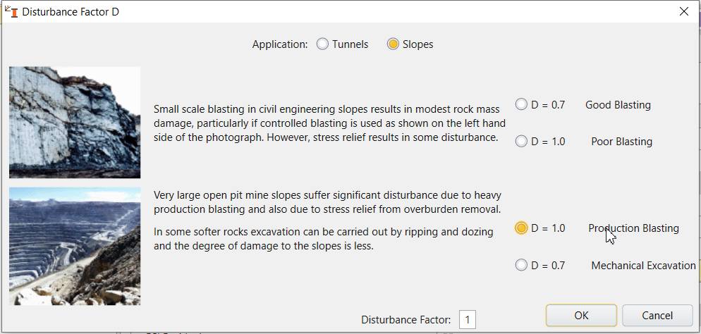 Disturbance factor D dialog