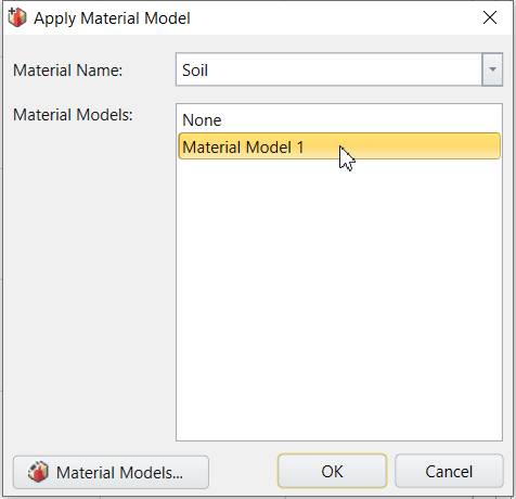 Apply Material Models dialog box 