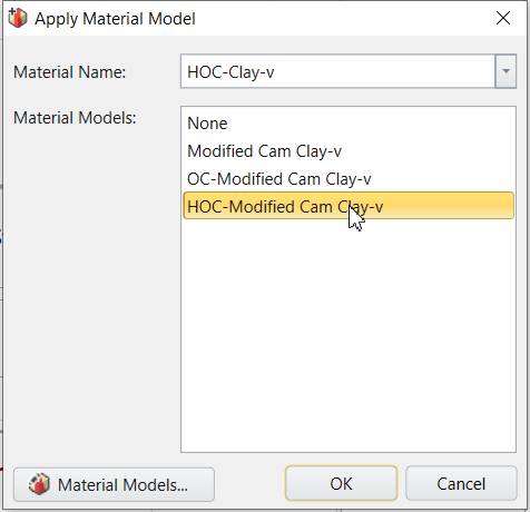 Add Material Model dialog box 