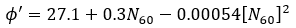 Friction angle from SPT values Equation 