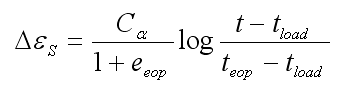 Strain due to secondary consolidation equation