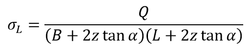 The vertical loading stress equation 