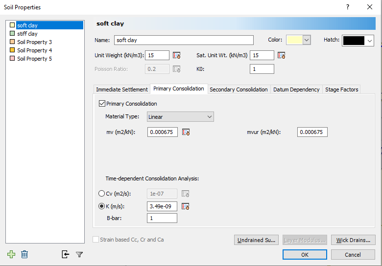 Soil Properties dialog