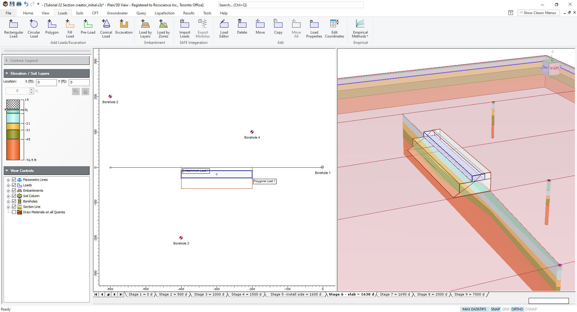 embankment with slab load