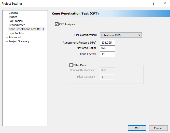 Project Settings Dialog - CPT Tab