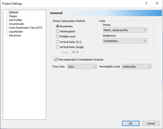 Project Settings dialog - General tab