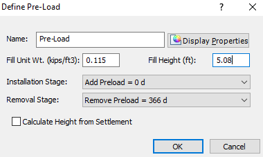 Define Pre-Load dialog