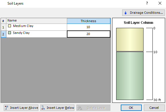 Soil Layers dialog