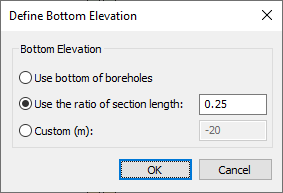Define Bottom Elevation dialog