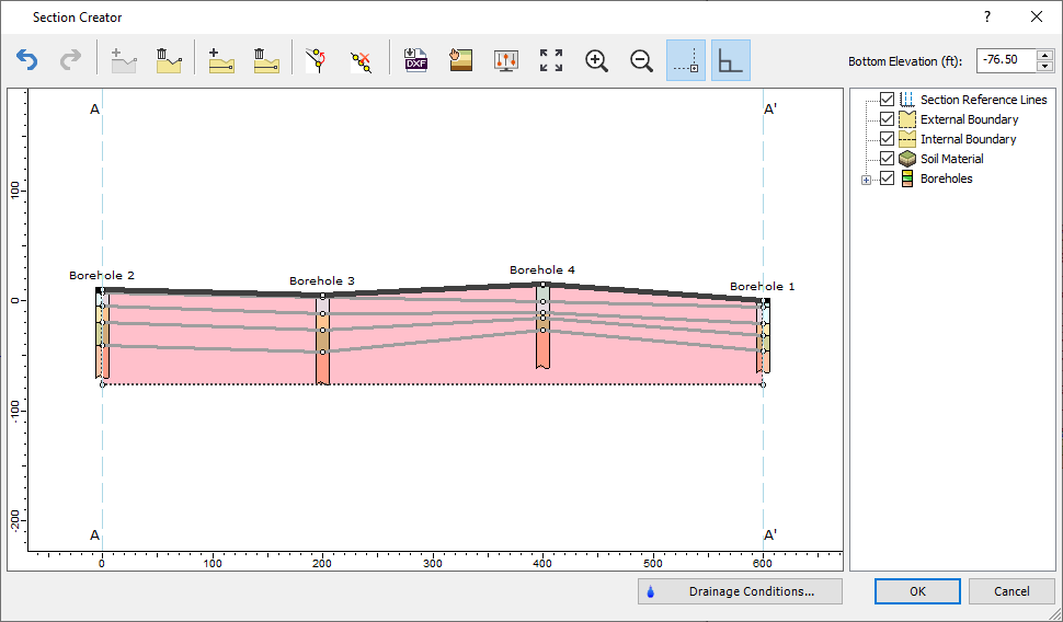 Define Bottom Elevation section creator