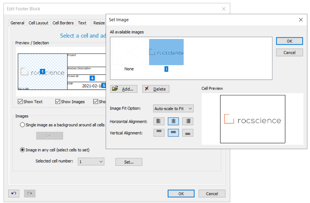 Edit Footer Block Dialog - Set Image