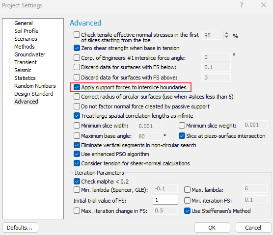 Project Settings Dialog - Advanced Tab