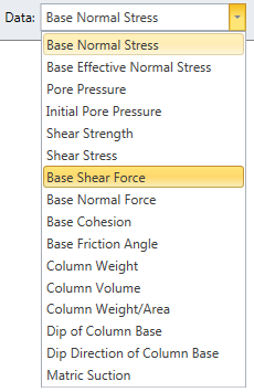 Select Base Shear Force from Data Dropdown
