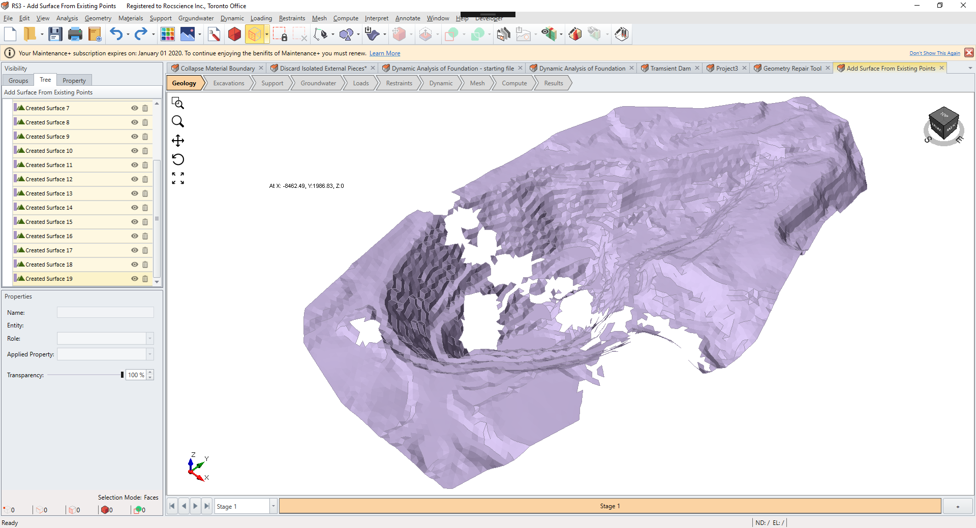 Add Surface from Existing Points View