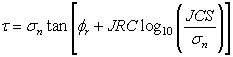 Barton-Bandis Strength Model Equation
