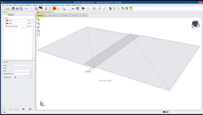 Model View before Merge (two planes with gap = 0.326)