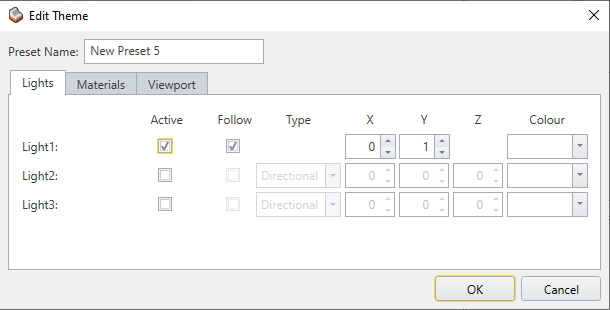 Edit Theme Dialog - Lights Tab
