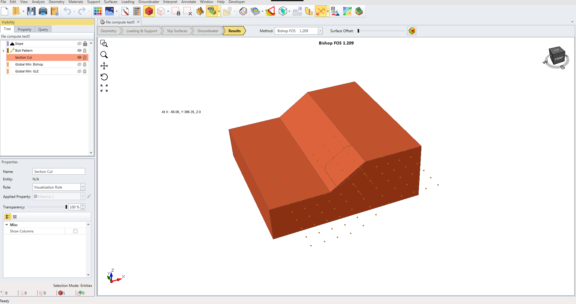 Selecting Section Cut in Viewport