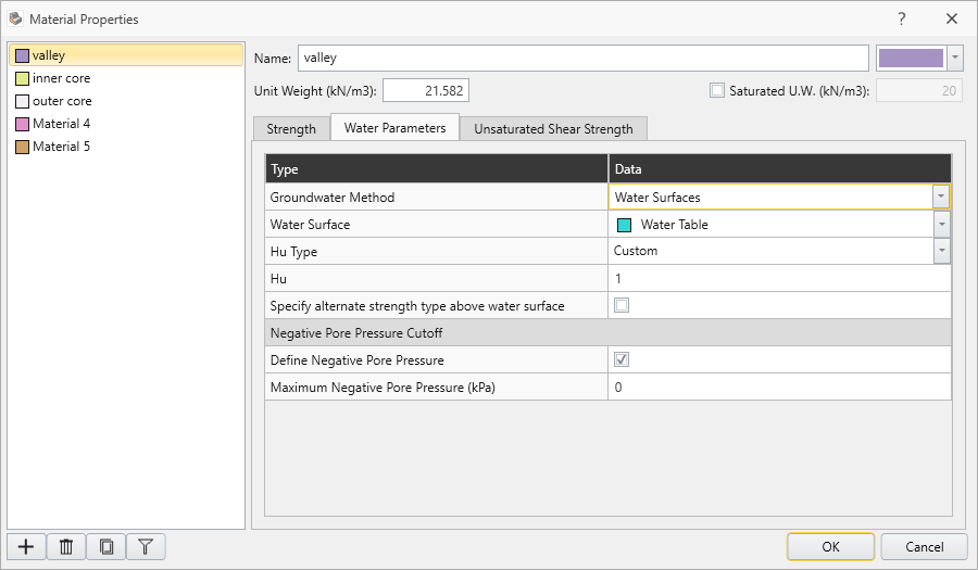 Material Properties Dialog