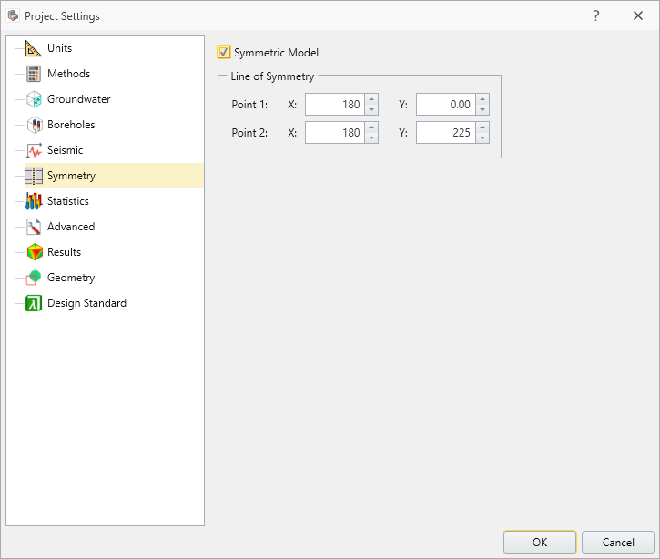 Project Settings Dialog - Symmetry Tab