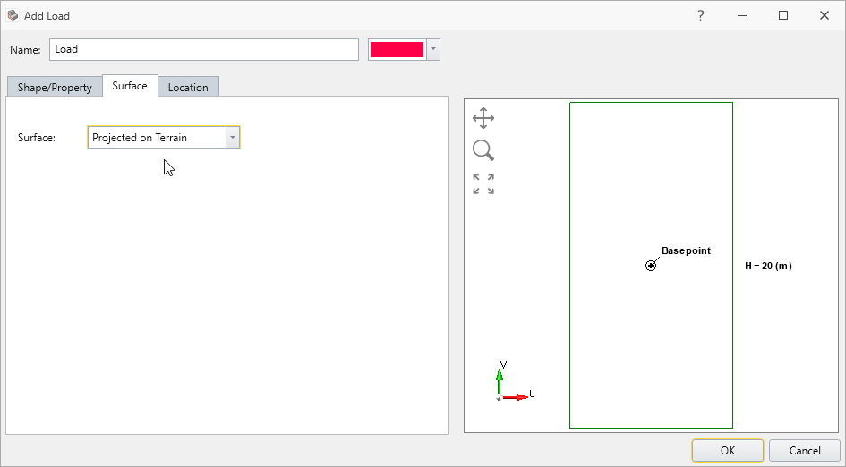 Add Load Dialog - Surface Tab