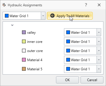 Hydraulic Assignments Dialog