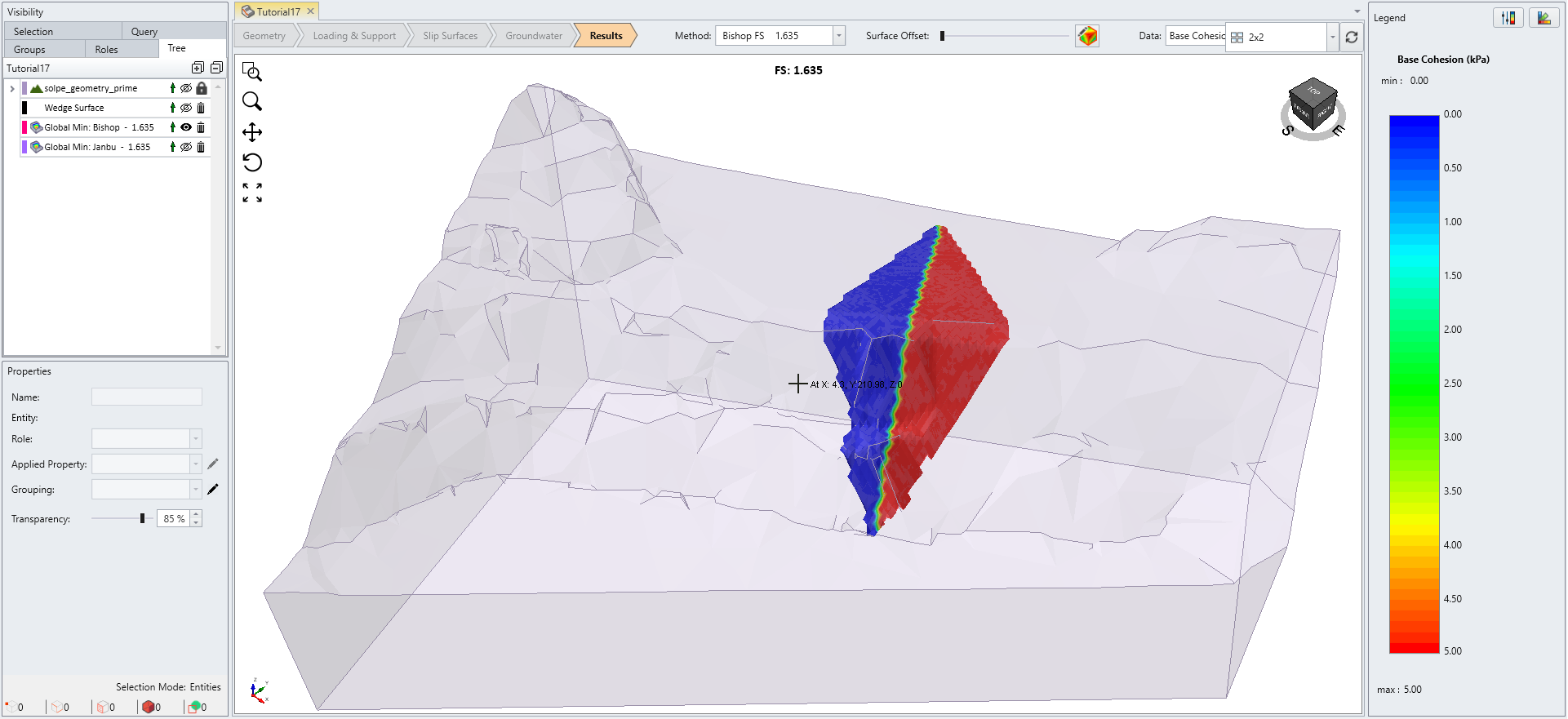 Base Friction Angle Model Contoured View