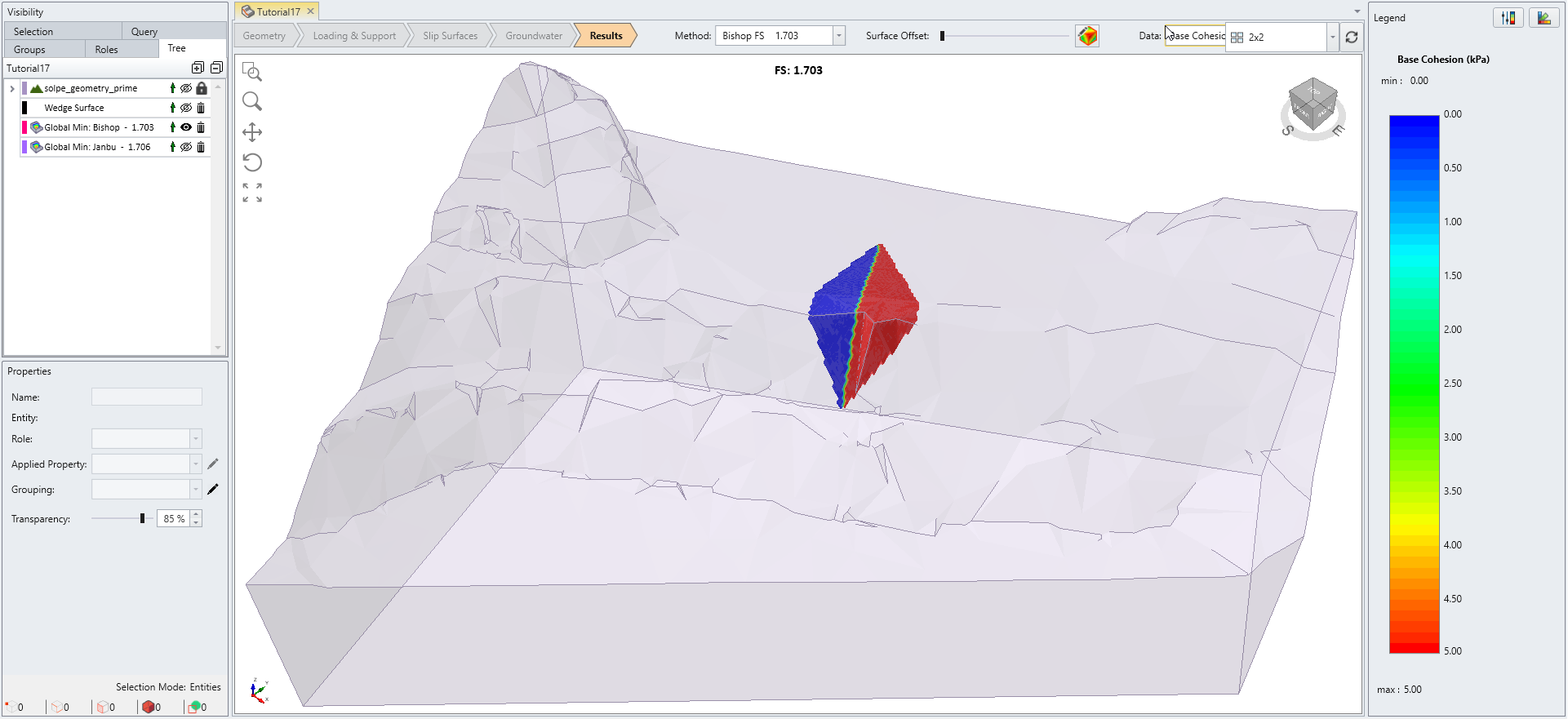 Base Friction Angle Model Contoured View