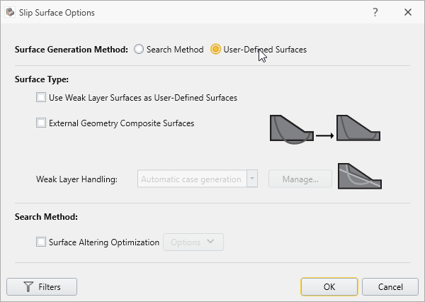 Slip Surfaces Options Dialog