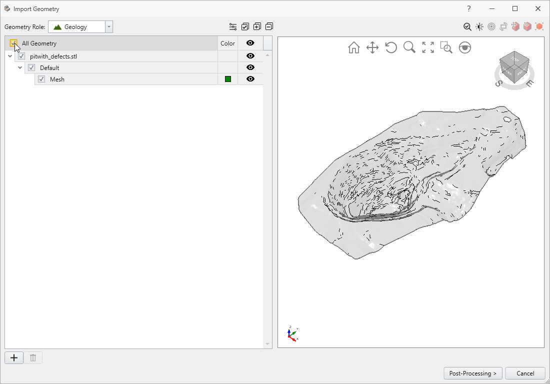 Geometry Role and Selecio Screen