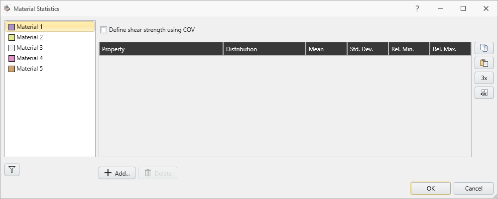Material Statistics Dialog