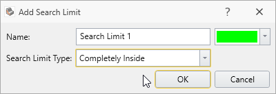 Create Search Limit Area Dialog - Search Limit Type
