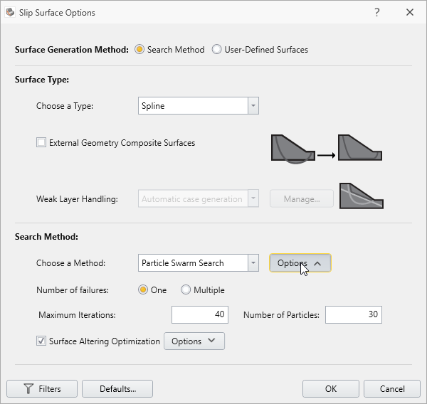 Slip Surface Options Dialog