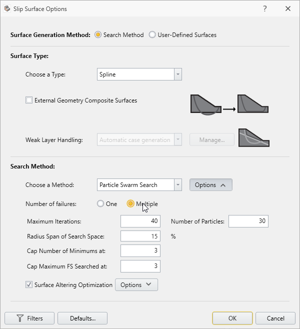 Slip Surface Options Dialog