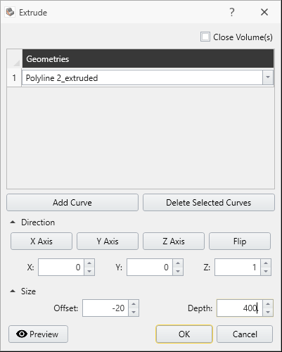 Extrude Dialog