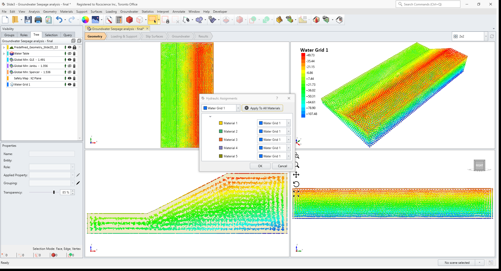 Water Pressure Grid Blue Points Model View