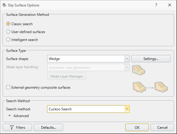 Slip Surface Options Dialog