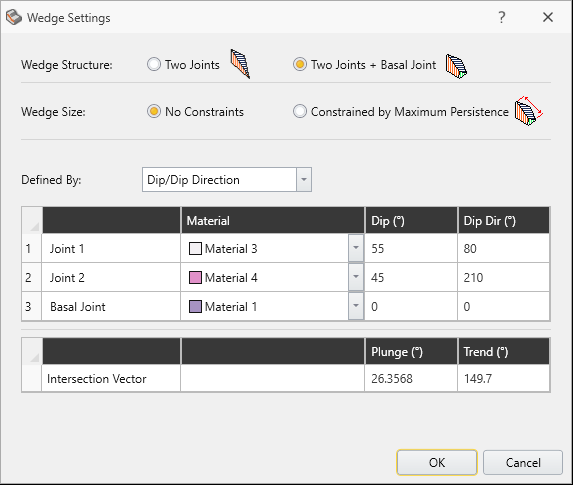 Wedge Settings Dialog