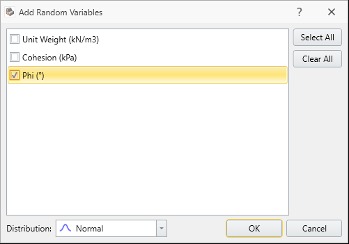 Add Random Variables Dialog