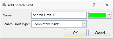 Create Search Limit Area Dialog - Search Limit Type