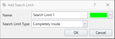 Create Search Limit Area Dialog - Search Limit Type