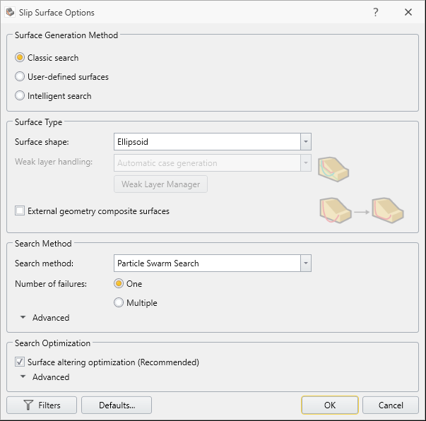 Slip Surface Options Dialog