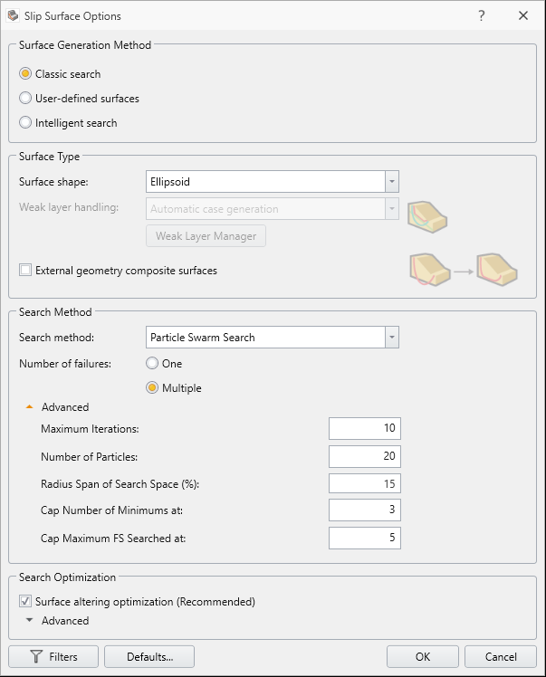 Slip Surface Options Dialog