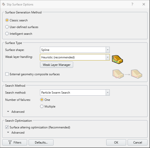 Slip Surface Options Dialog