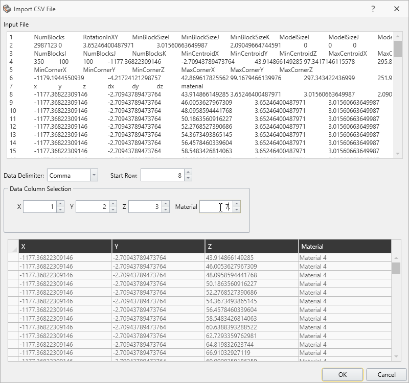 Import CSV file Dialog