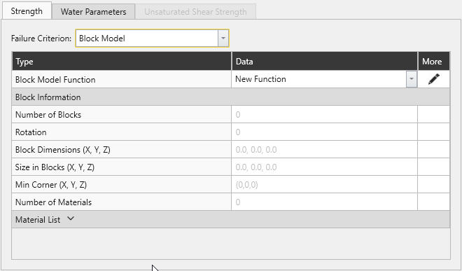 Edit Material Properties Dialog - Strength Tab