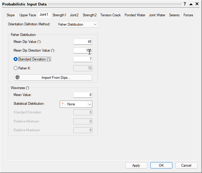 SWedge Probabilistic Input Data Joint 1 tab