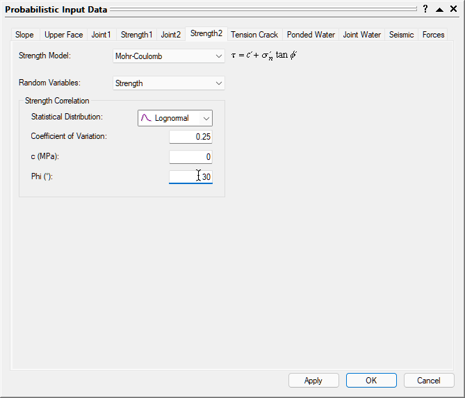 SWedge Probabilistic Input Data Strength 2 tab